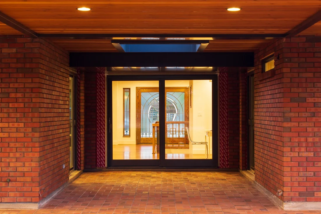 Adams House covered entry and wood ceiling; Desert Concepts, Southern Utah residential design