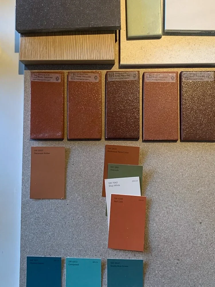 Material and color samples for a coordinated interior; Southern Utah residential remodeling